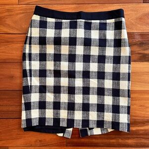 J. Crew Blue and White Checked Pencil‎ Skirt
